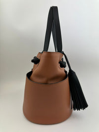 Tassel Detail Tote Bag in Brown Leather
