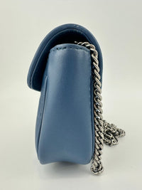 GG Marmont Supermini Blue Metelasse Leather Shoulder Bag