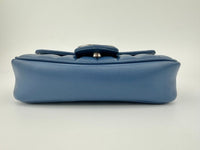 GG Marmont Supermini Blue Metelasse Leather Shoulder Bag