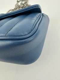 GG Marmont Supermini Blue Metelasse Leather Shoulder Bag