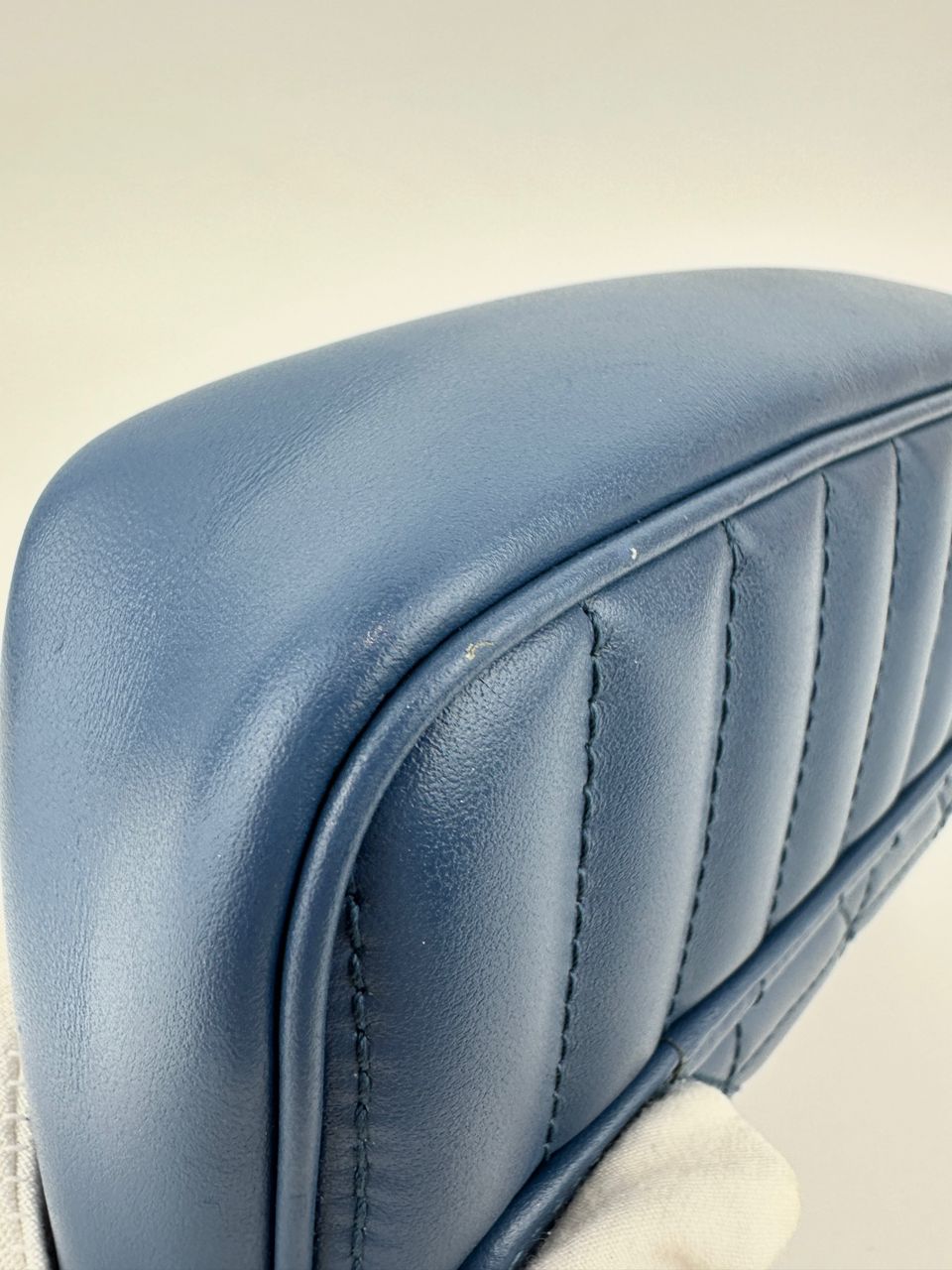 GG Marmont Supermini Blue Metelasse Leather Shoulder Bag