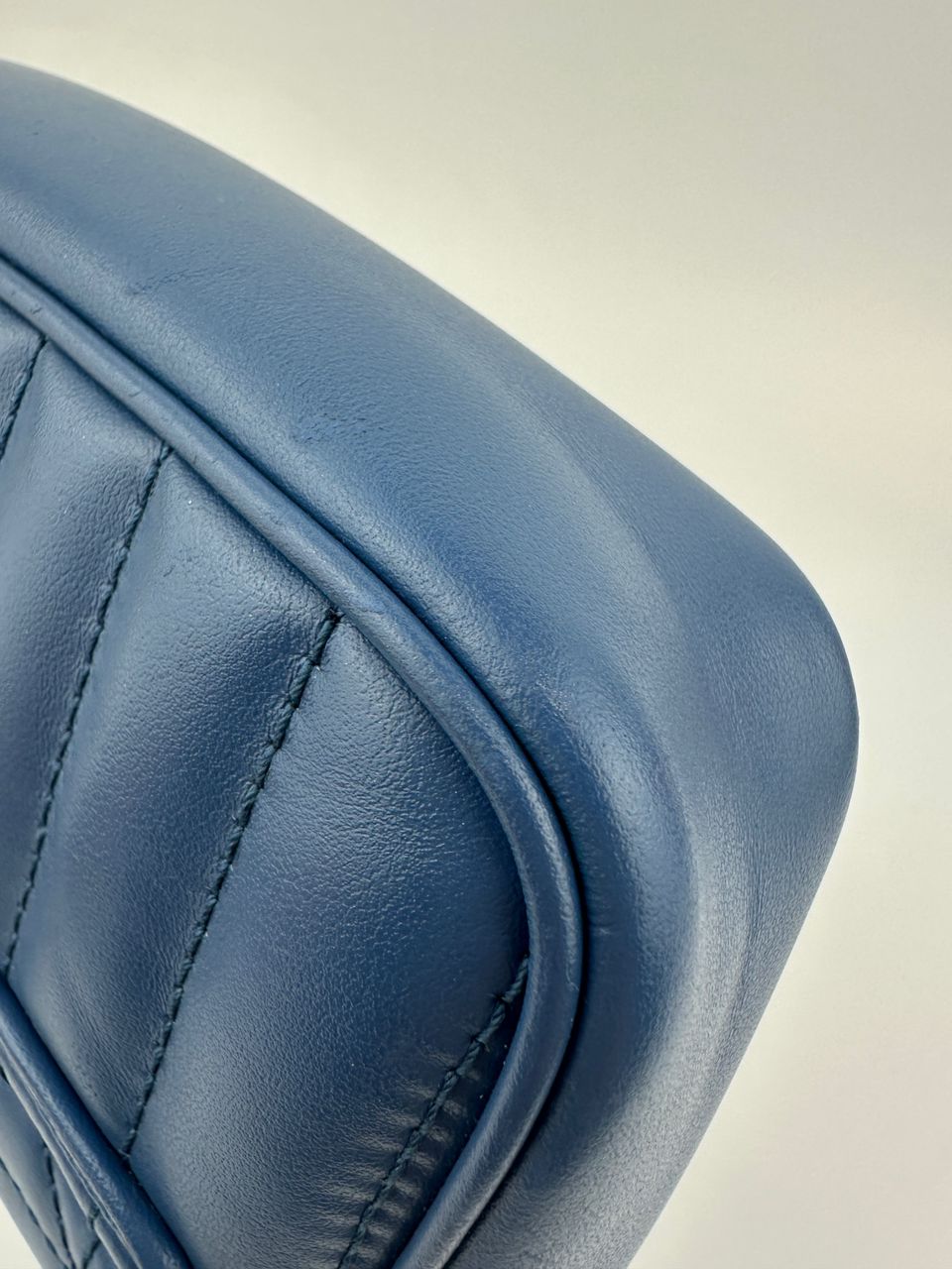 GG Marmont Supermini Blue Metelasse Leather Shoulder Bag