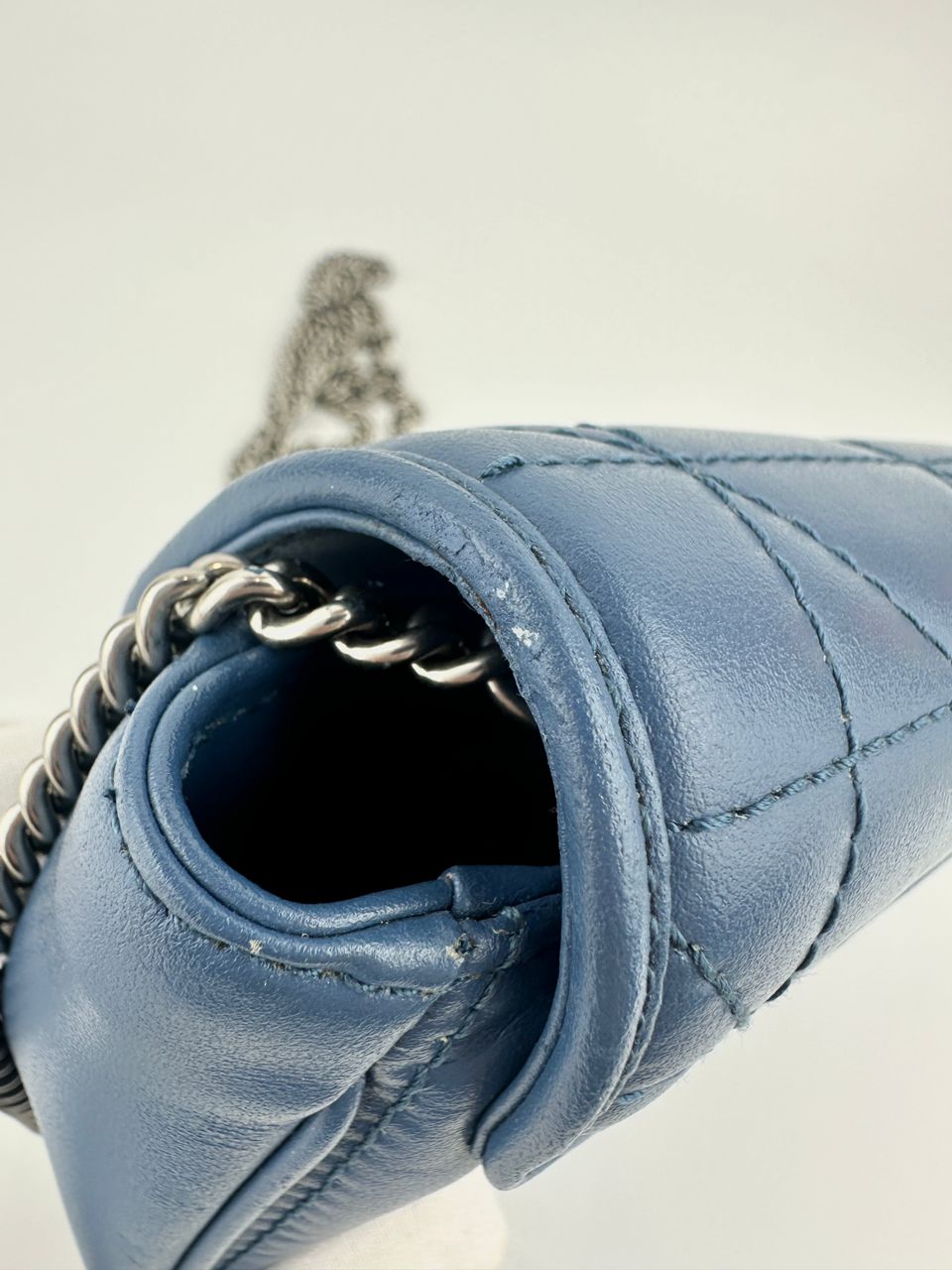 GG Marmont Supermini Blue Metelasse Leather Shoulder Bag