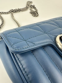 GG Marmont Supermini Blue Metelasse Leather Shoulder Bag