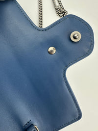 GG Marmont Supermini Blue Metelasse Leather Shoulder Bag