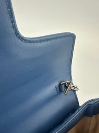 GG Marmont Supermini Blue Metelasse Leather Shoulder Bag