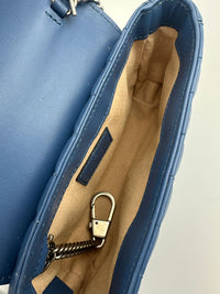 GG Marmont Supermini Blue Metelasse Leather Shoulder Bag