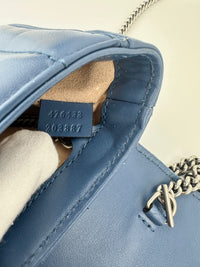 GG Marmont Supermini Blue Metelasse Leather Shoulder Bag