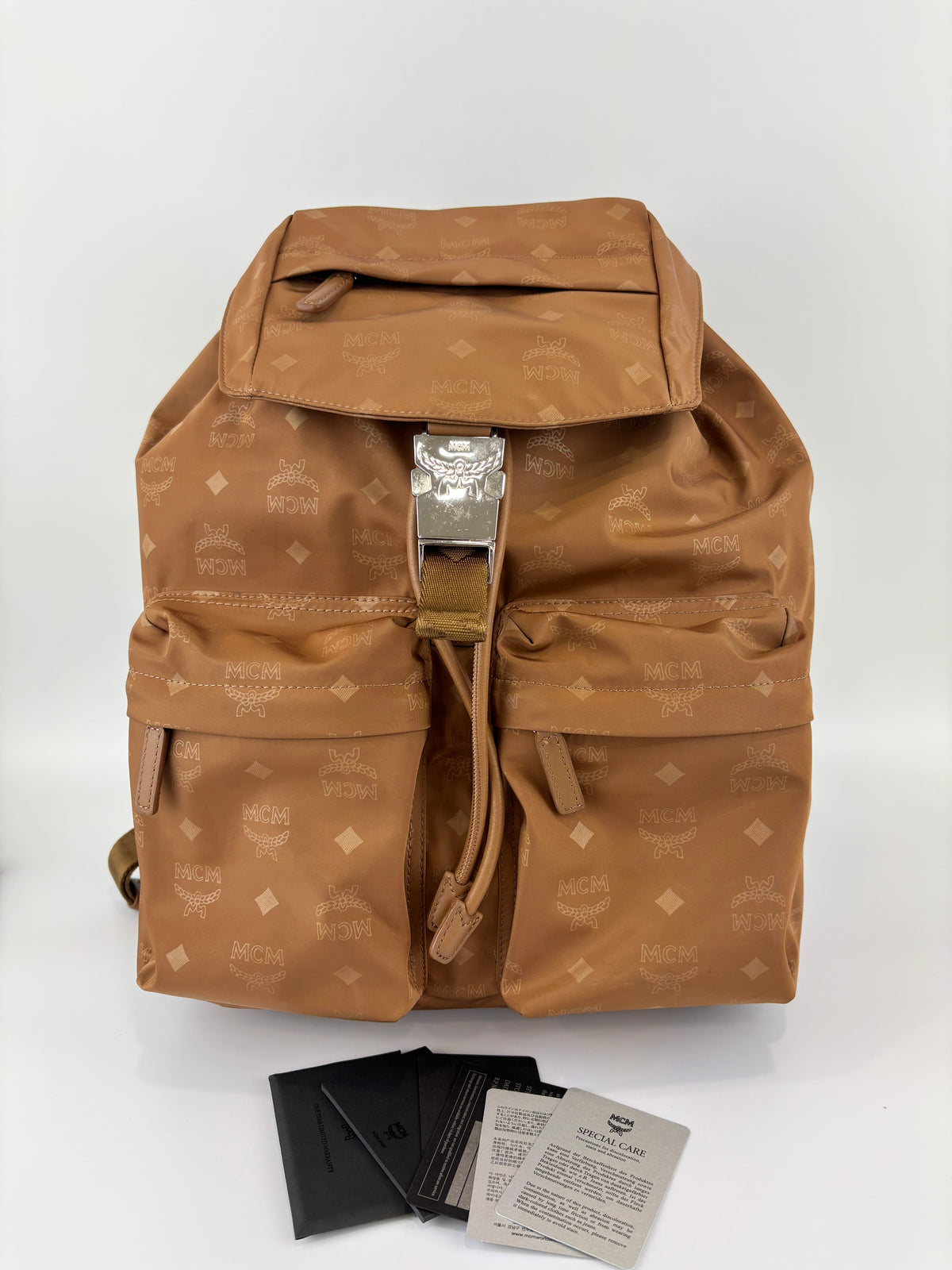Dieter Monogram Nylon Backpack Cognac