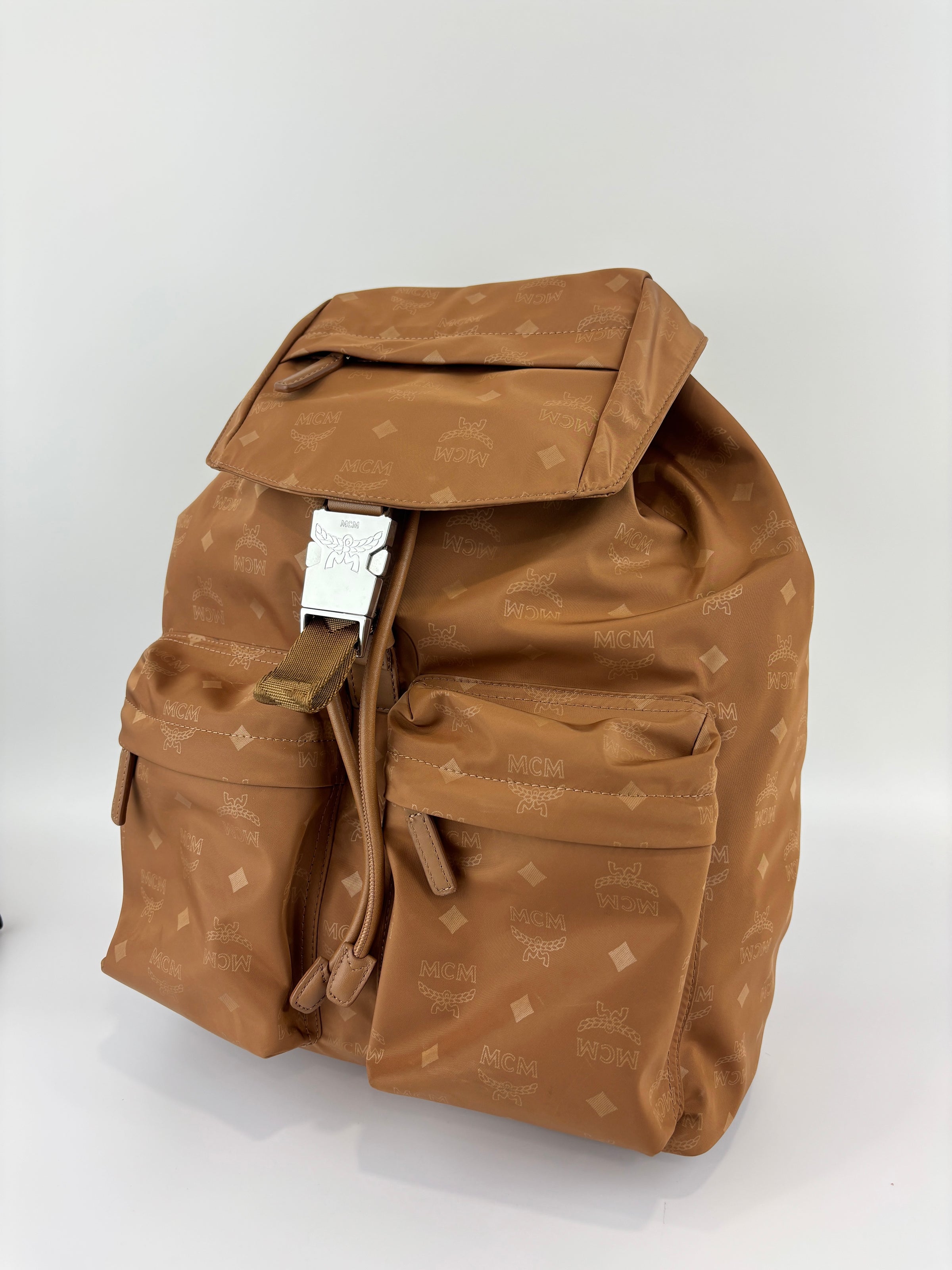 Dieter Monogram Nylon Backpack Cognac