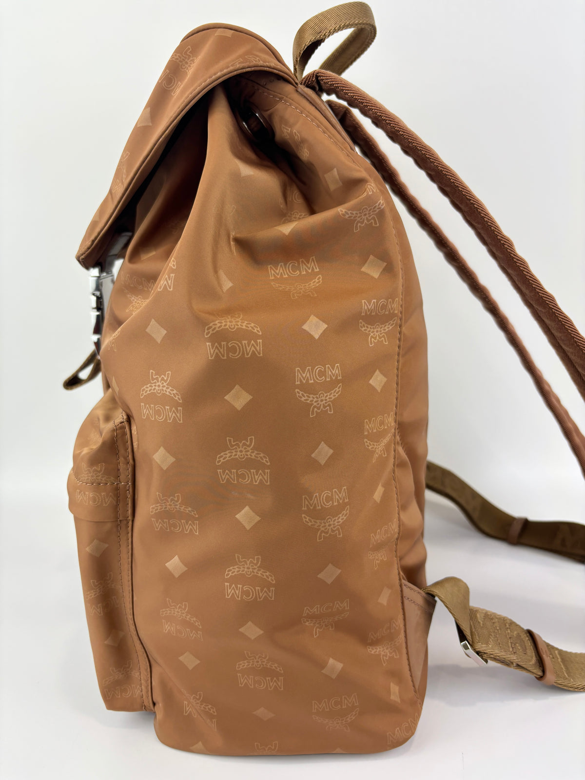 Dieter Monogram Nylon Backpack Cognac