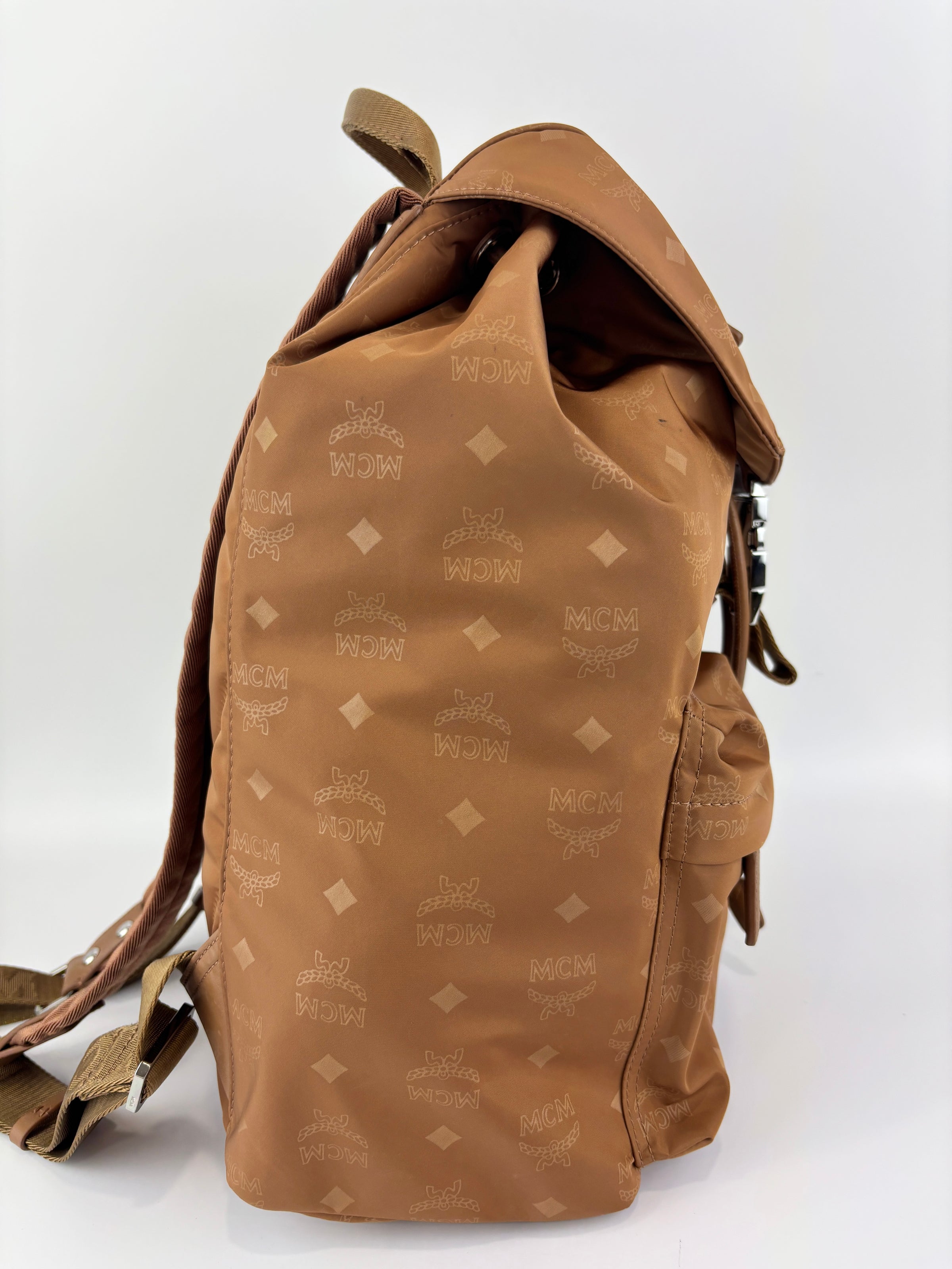 Dieter Monogram Nylon Backpack Cognac