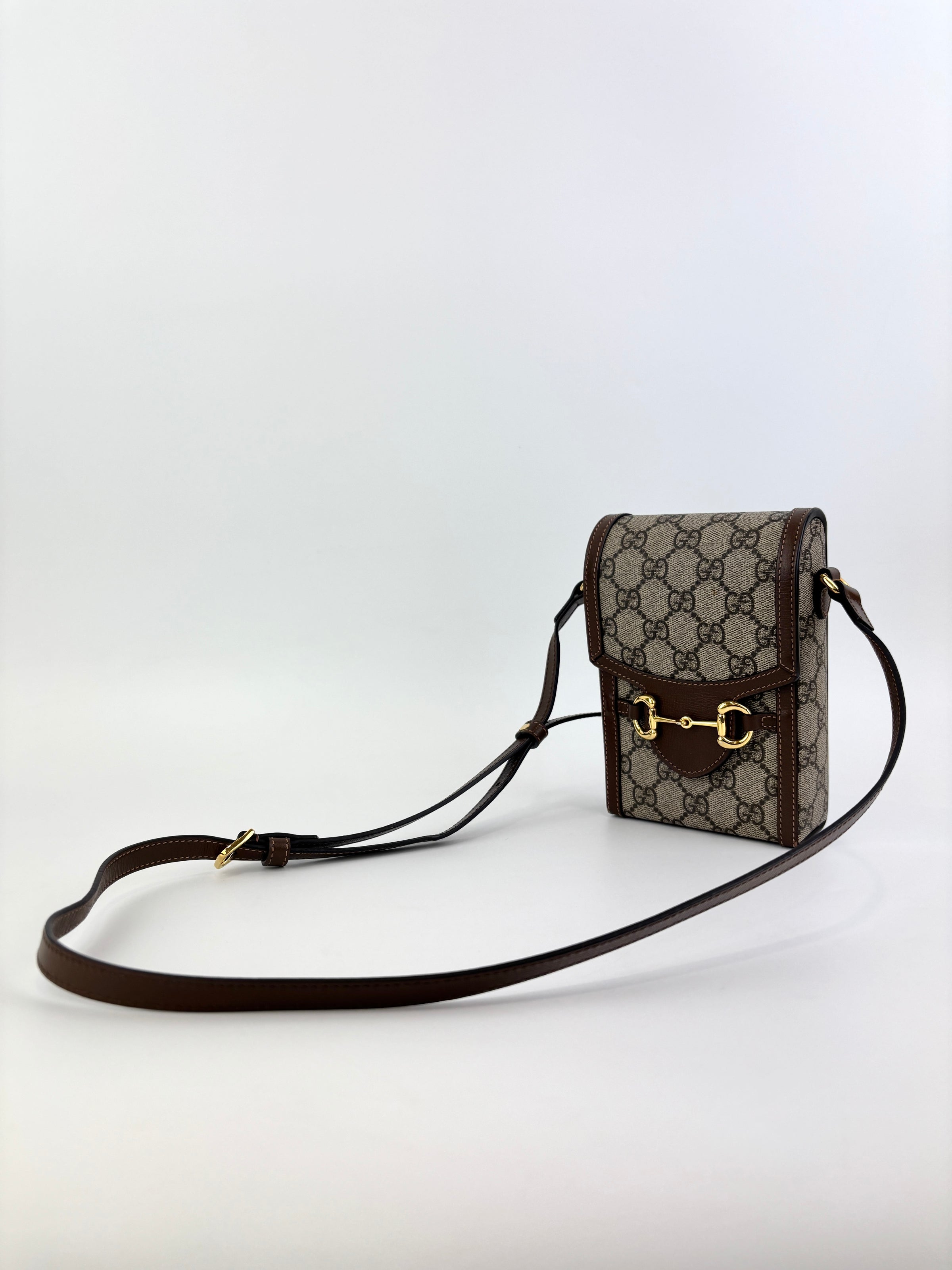 625615 GG Supreme Monogram Mini Horsebit 1955 Crossbody Bag