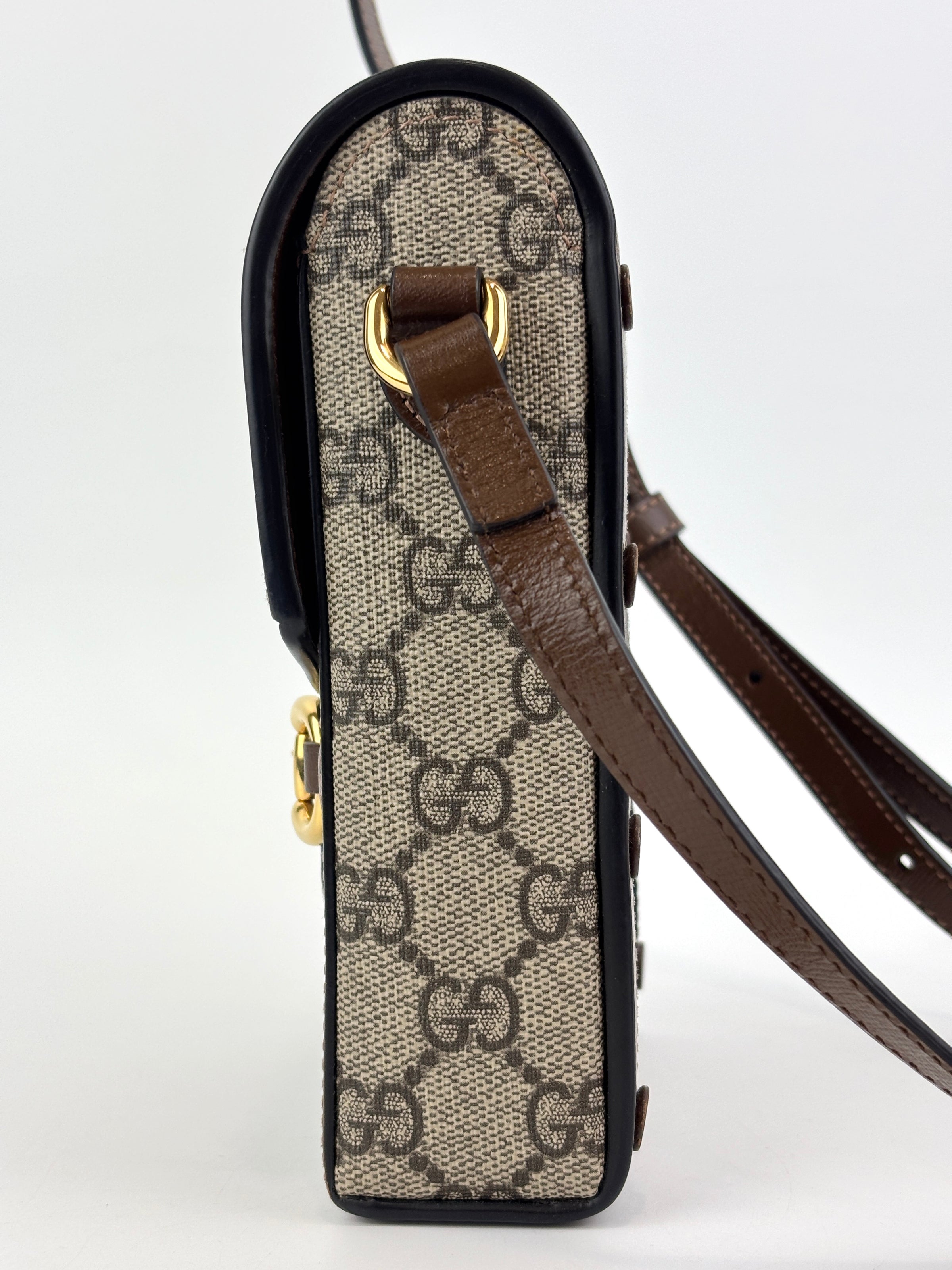 625615 GG Supreme Monogram Mini Horsebit 1955 Crossbody Bag