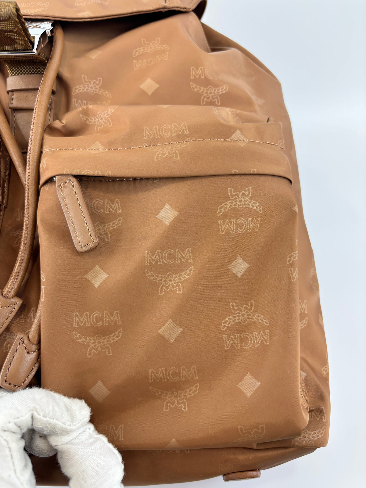Dieter Monogram Nylon Backpack Cognac
