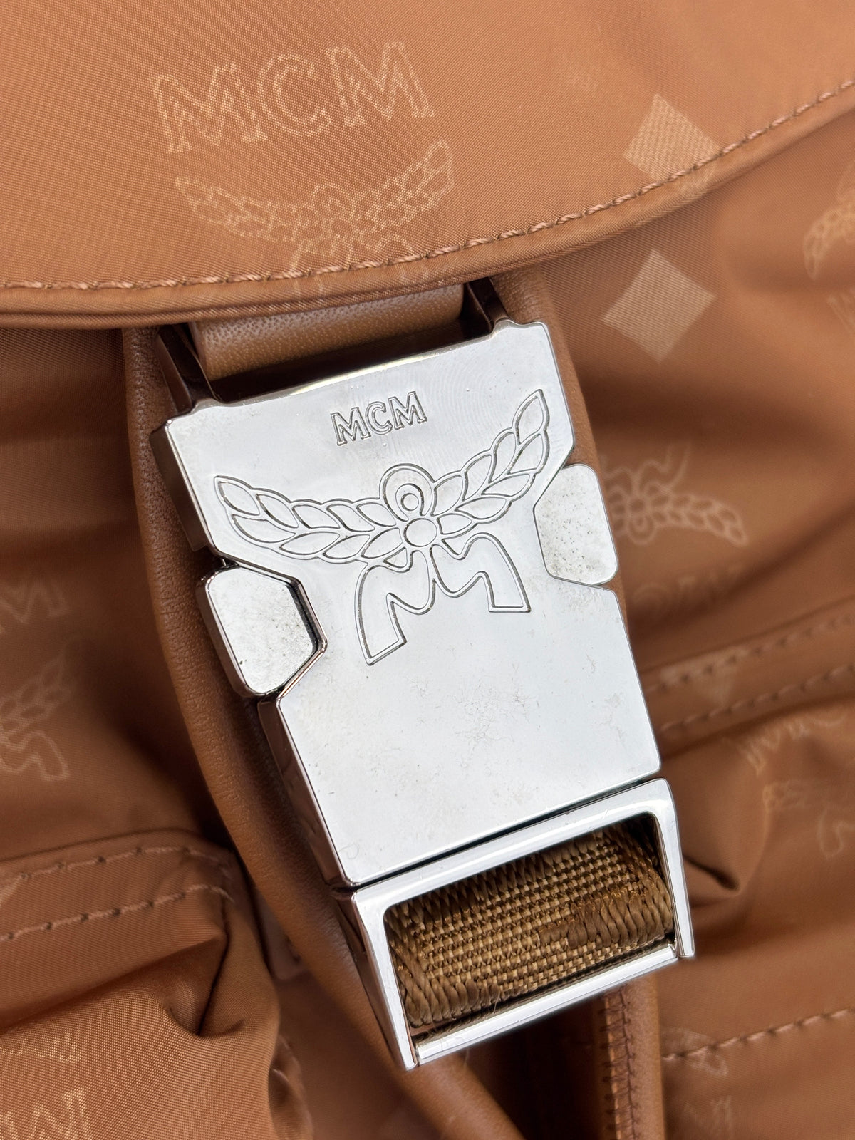Dieter Monogram Nylon Backpack Cognac
