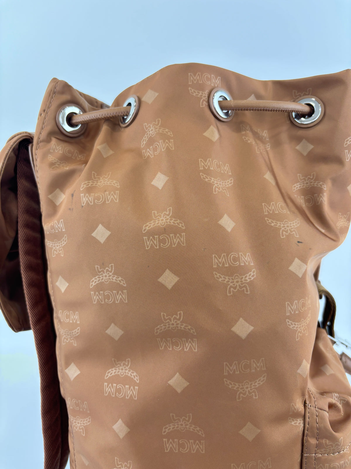 Dieter Monogram Nylon Backpack Cognac