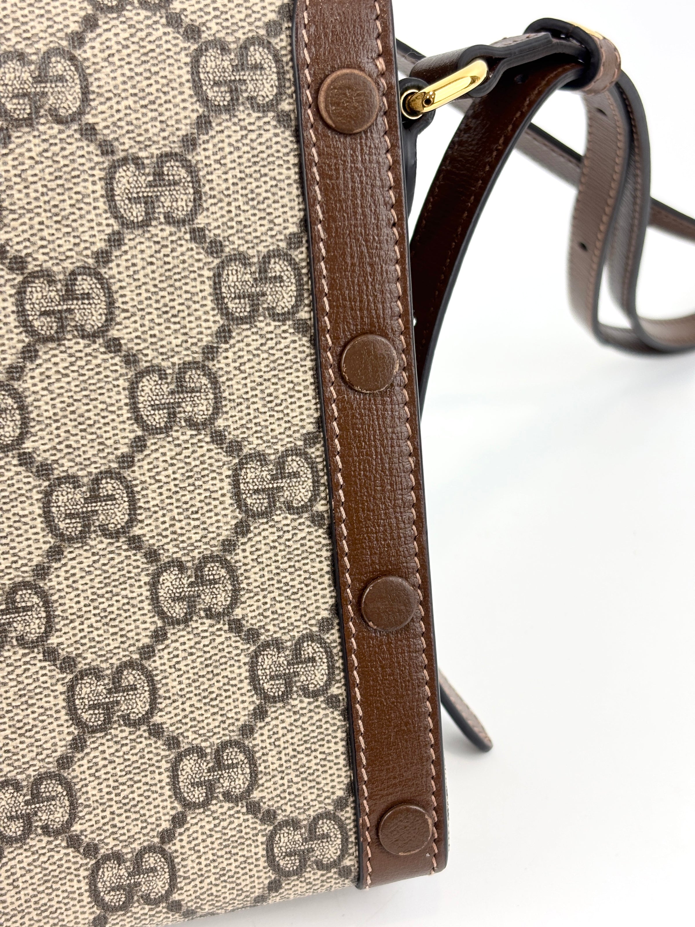 625615 GG Supreme Monogram Mini Horsebit 1955 Crossbody Bag