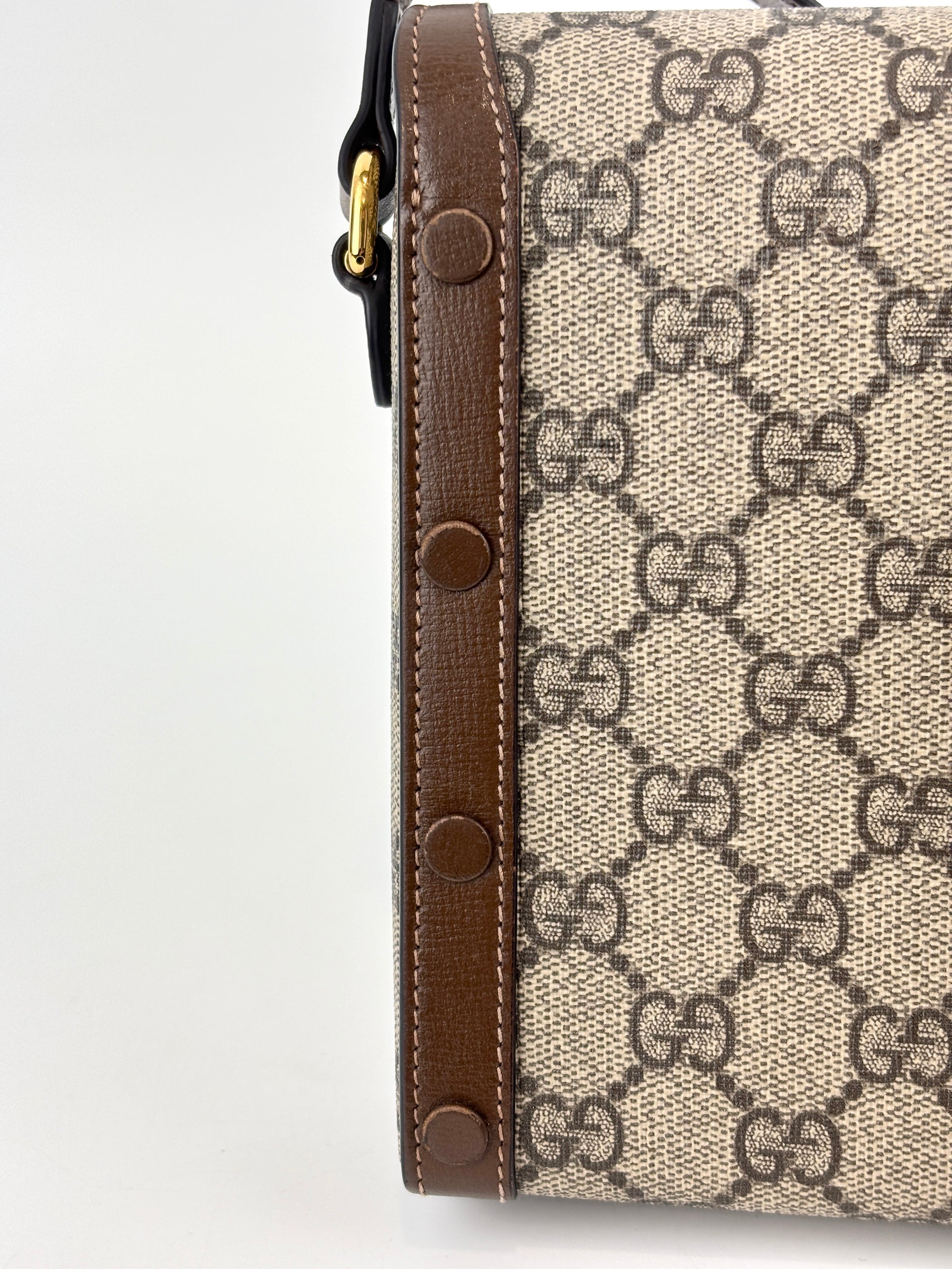 625615 GG Supreme Monogram Mini Horsebit 1955 Crossbody Bag