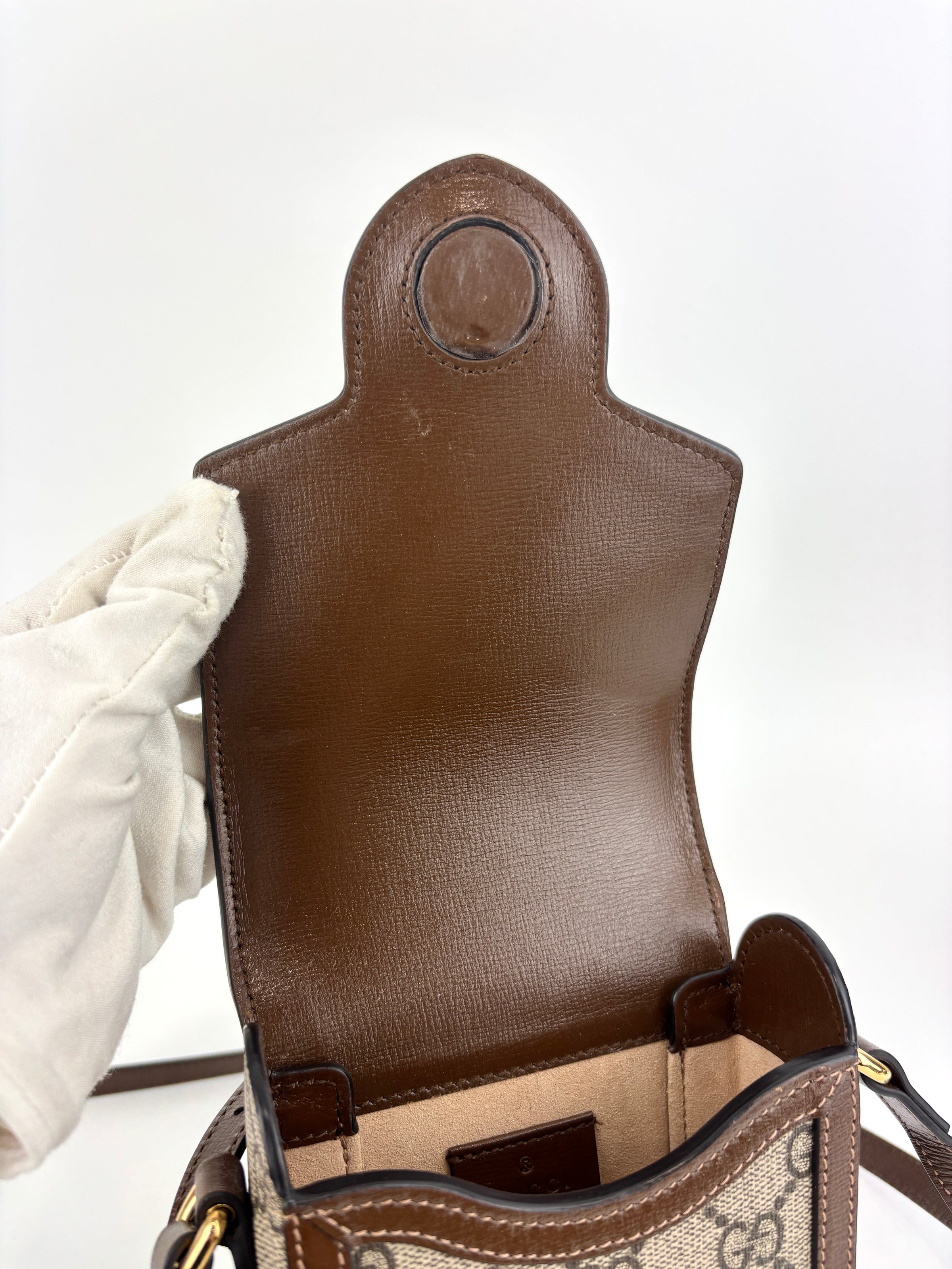 625615 GG Supreme Monogram Mini Horsebit 1955 Crossbody Bag