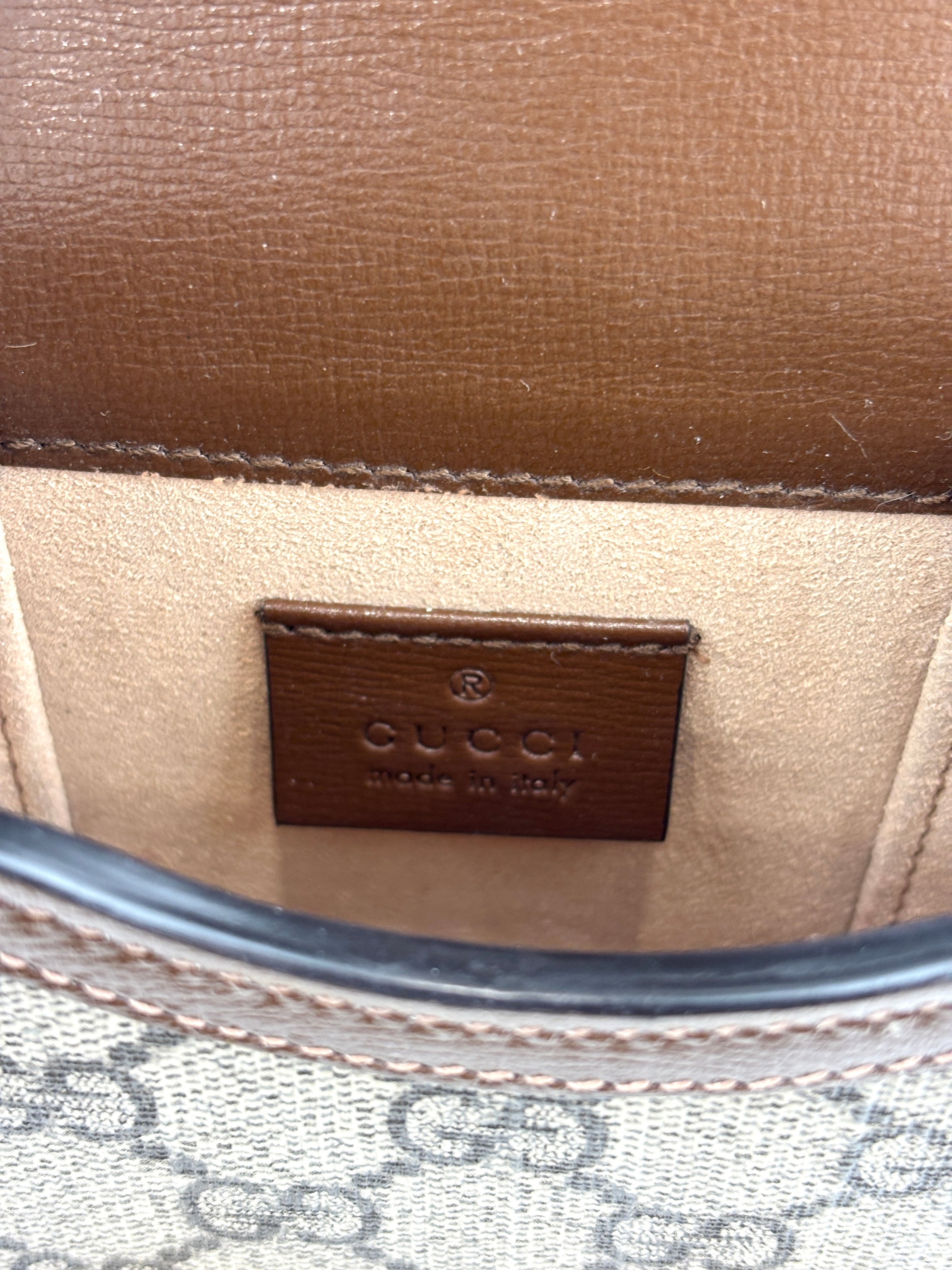 625615 GG Supreme Monogram Mini Horsebit 1955 Crossbody Bag