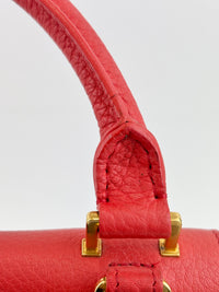 Small Vermillion Red Pebbled Leather and Suede Tri-Color Trapeze Bag