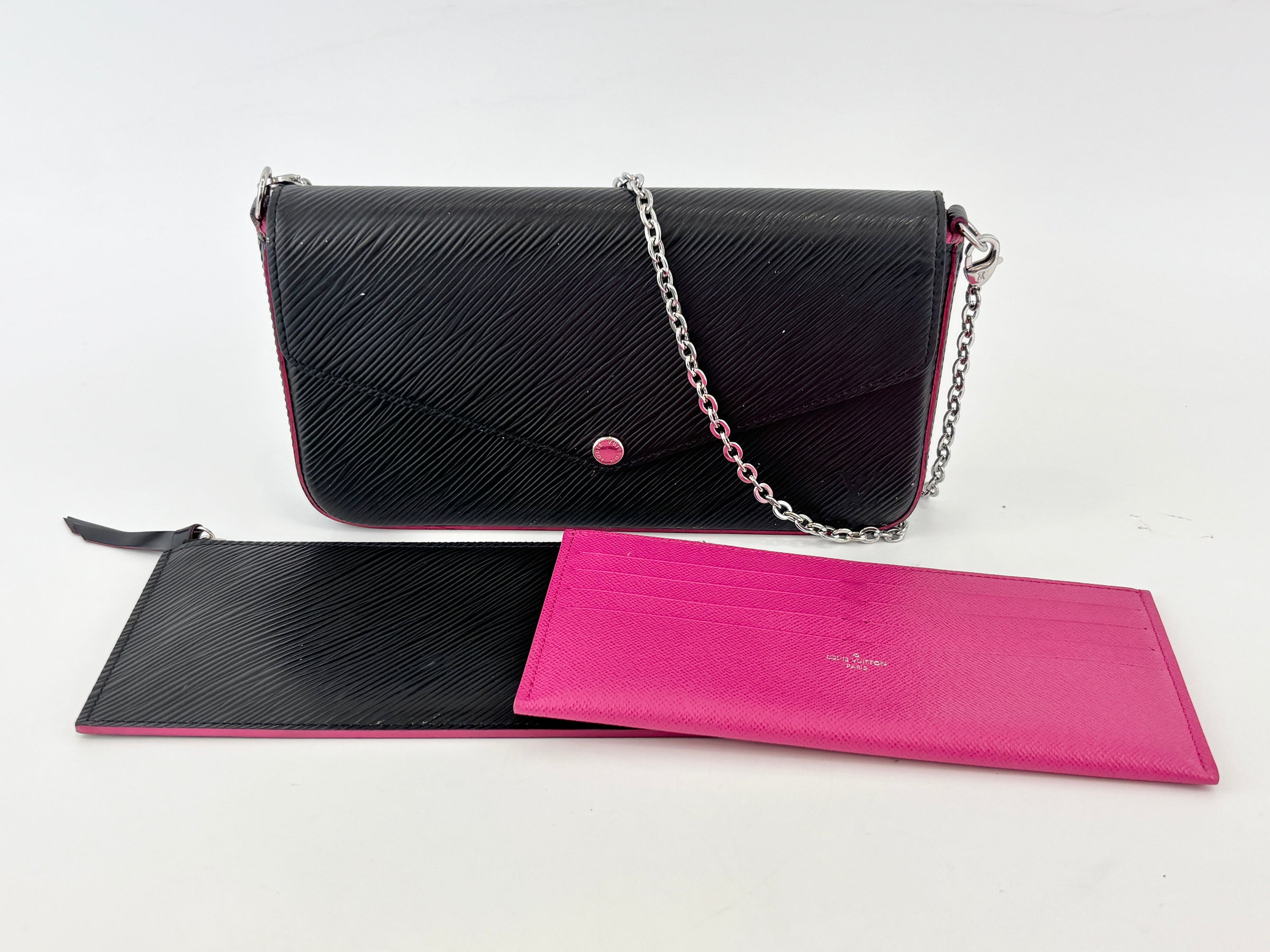 Pochette Felicie Black / Pink Epi Leather