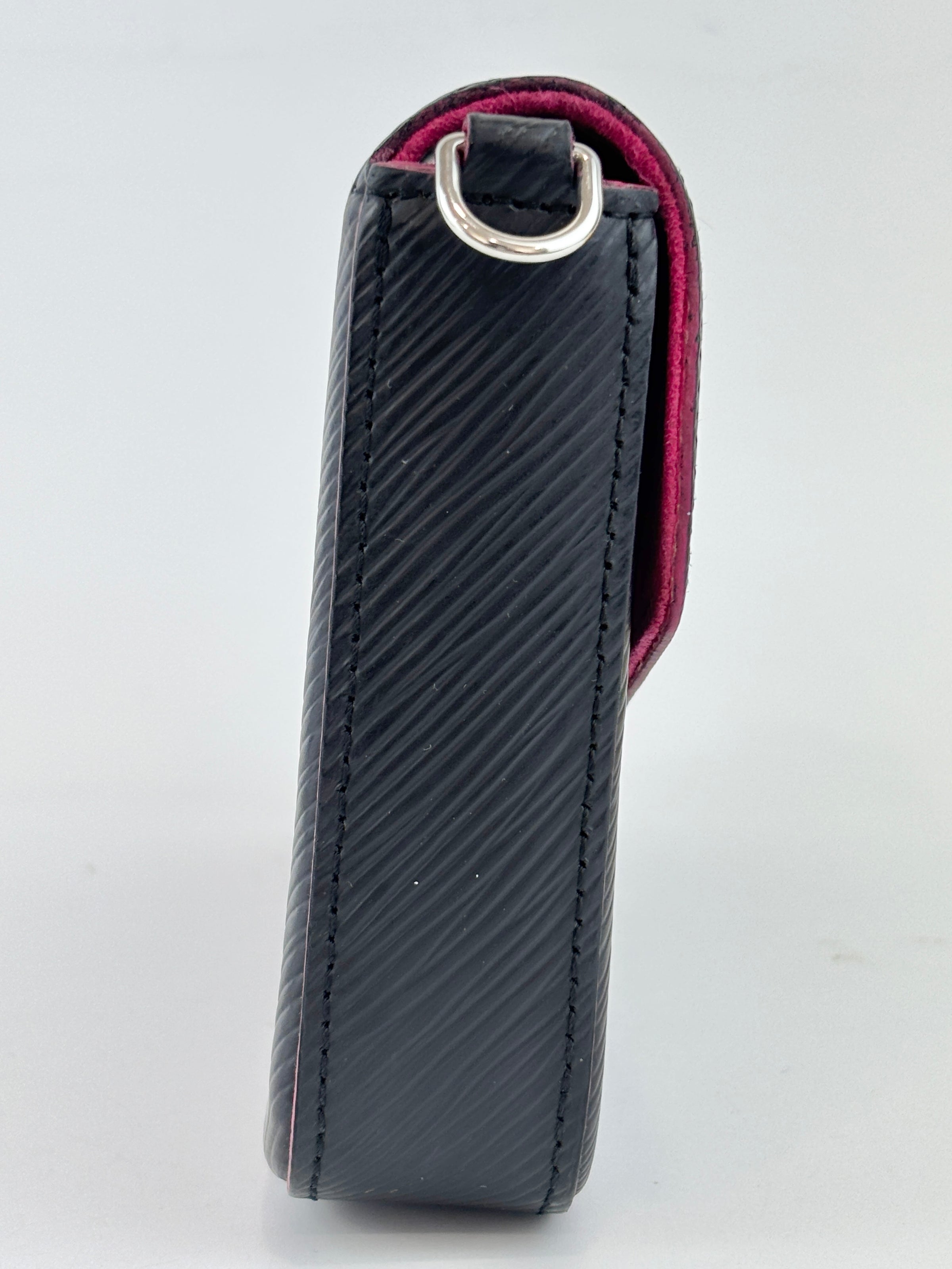 Pochette Felicie Black / Pink Epi Leather