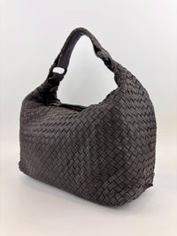 Brown Intrecciato Woven Nappa Leather Sloane Bag - Glampot