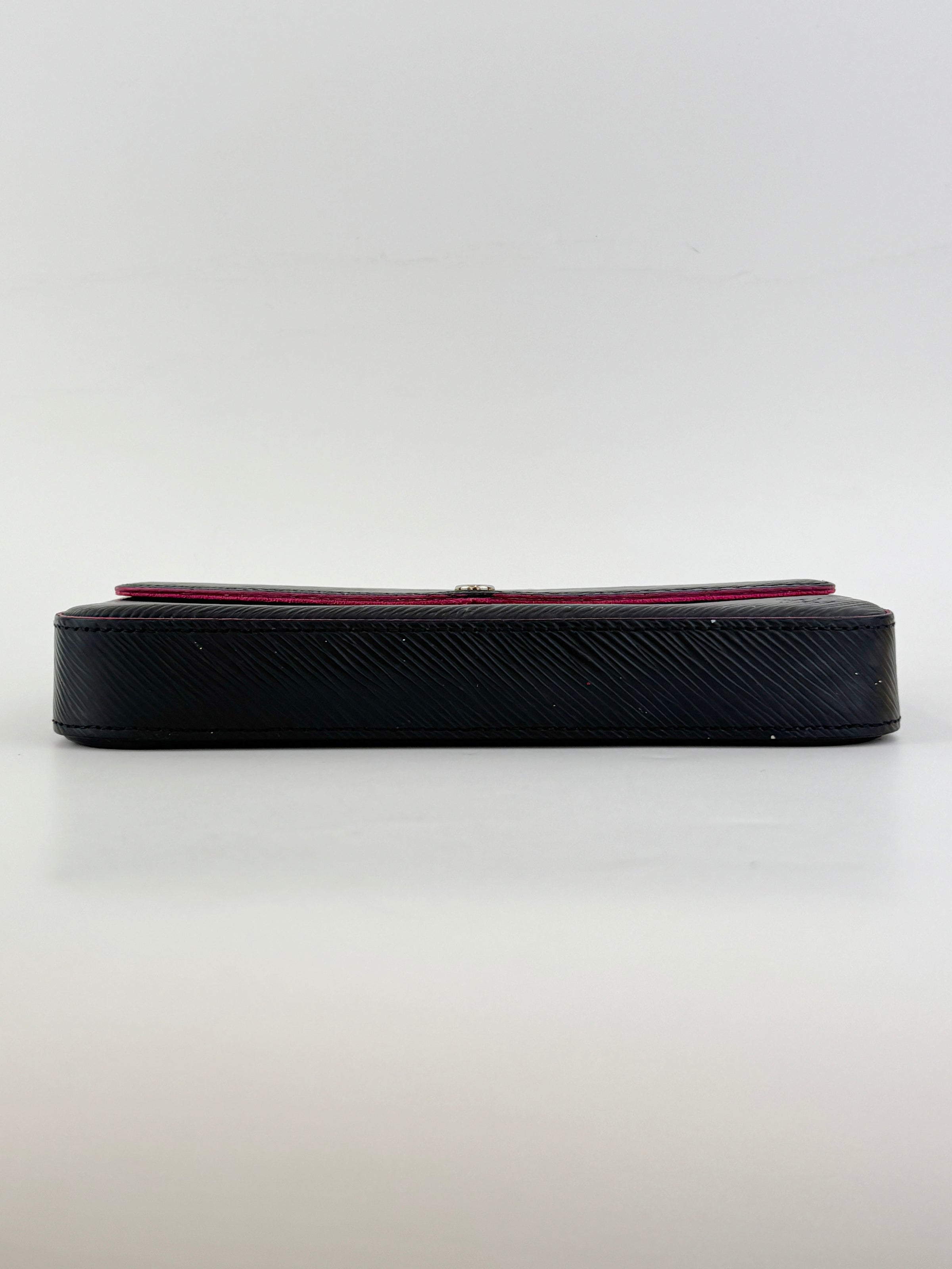 Pochette Felicie Black / Pink Epi Leather