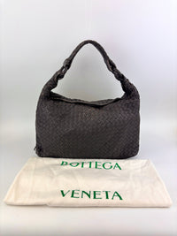 Brown Intrecciato Woven Nappa Leather Sloane Bag - Glampot