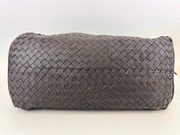 Brown Intrecciato Woven Nappa Leather Sloane Bag - Glampot