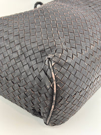 Brown Intrecciato Woven Nappa Leather Sloane Bag - Glampot