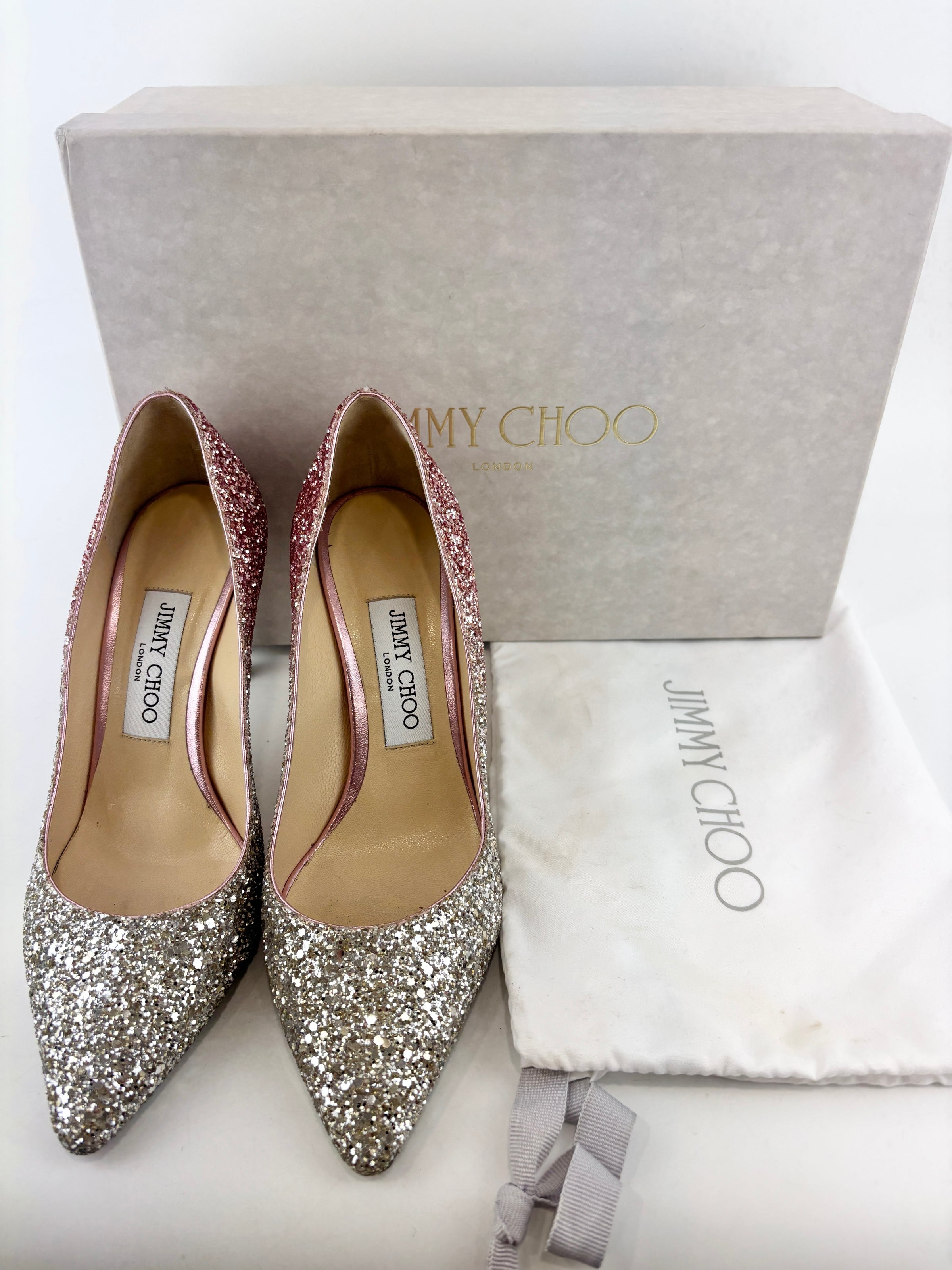 Romy 85 Glitter pumps in Platinum / Flamingo Pink Size 37