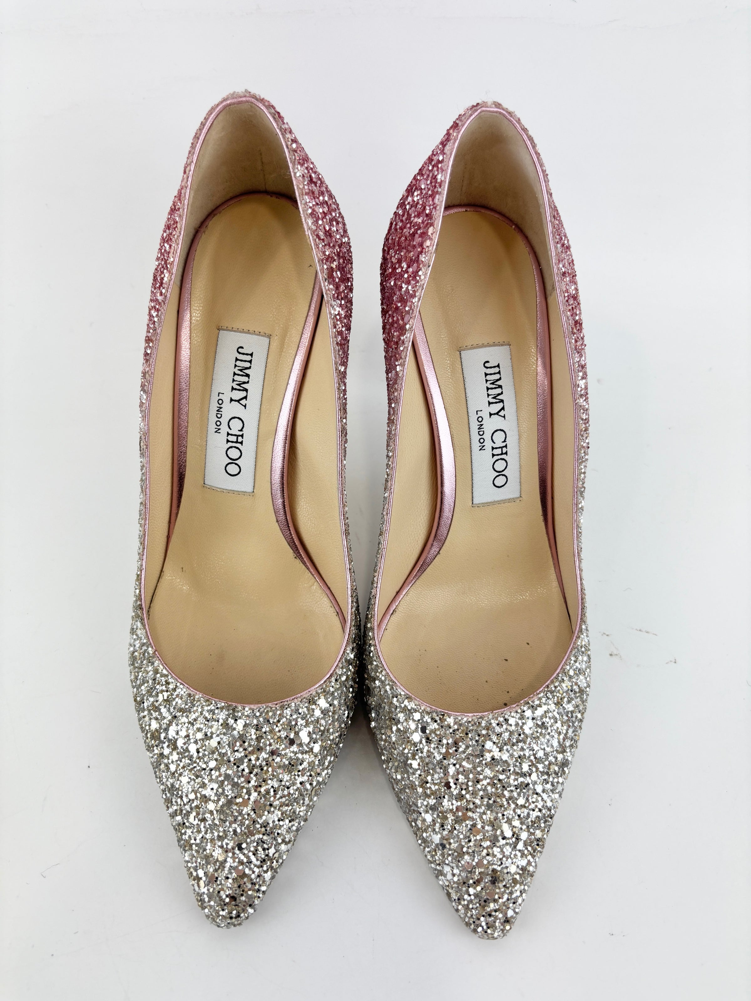 Romy 85 Glitter pumps in Platinum / Flamingo Pink Size 37