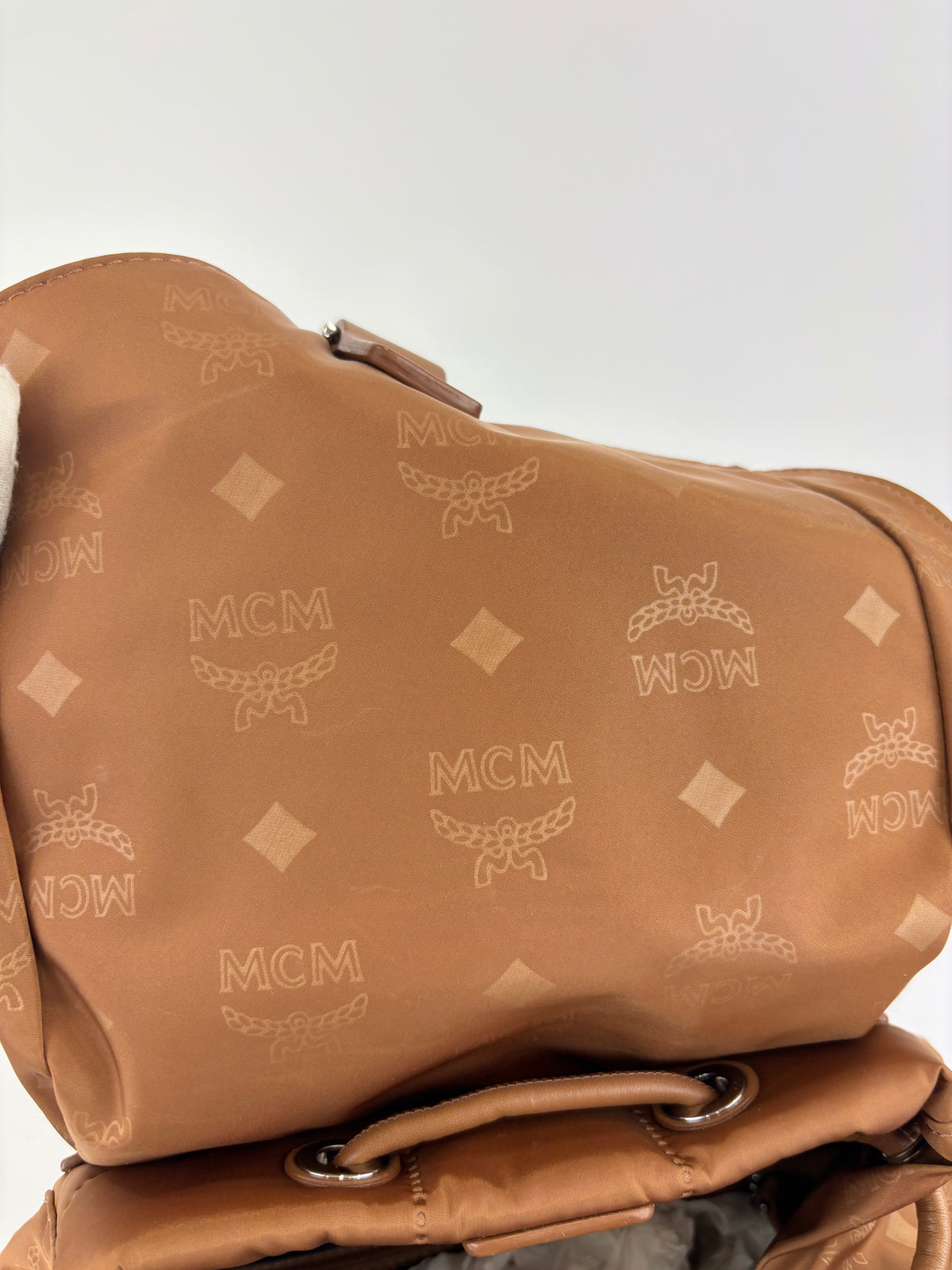 Dieter Monogram Nylon Backpack Cognac