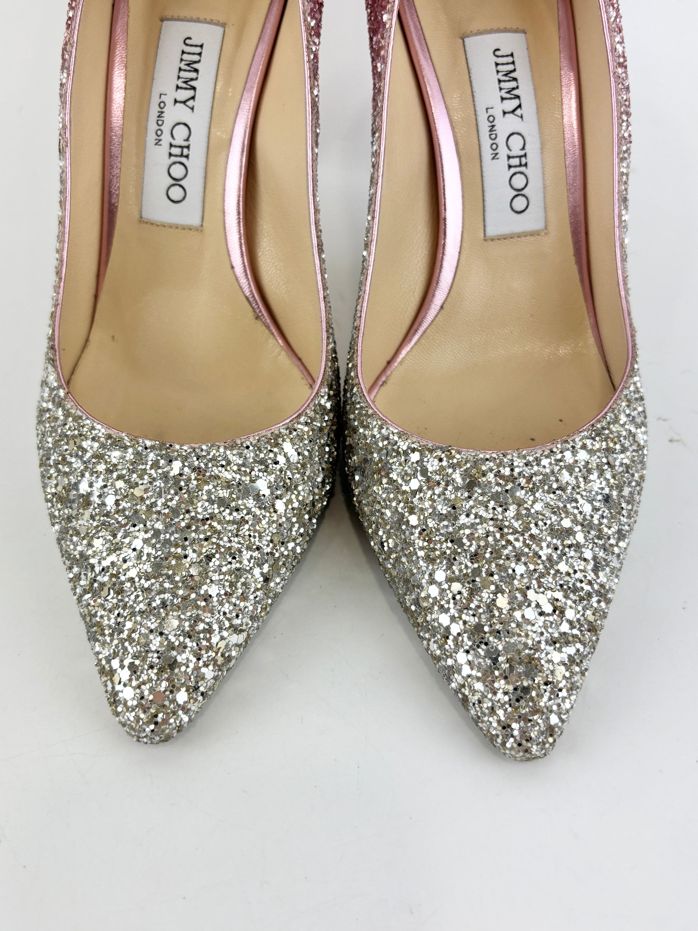 Romy 85 Glitter pumps in Platinum / Flamingo Pink Size 37