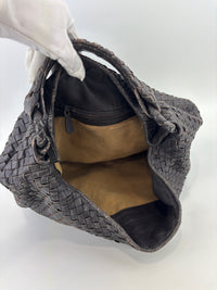 Brown Intrecciato Woven Nappa Leather Sloane Bag - Glampot