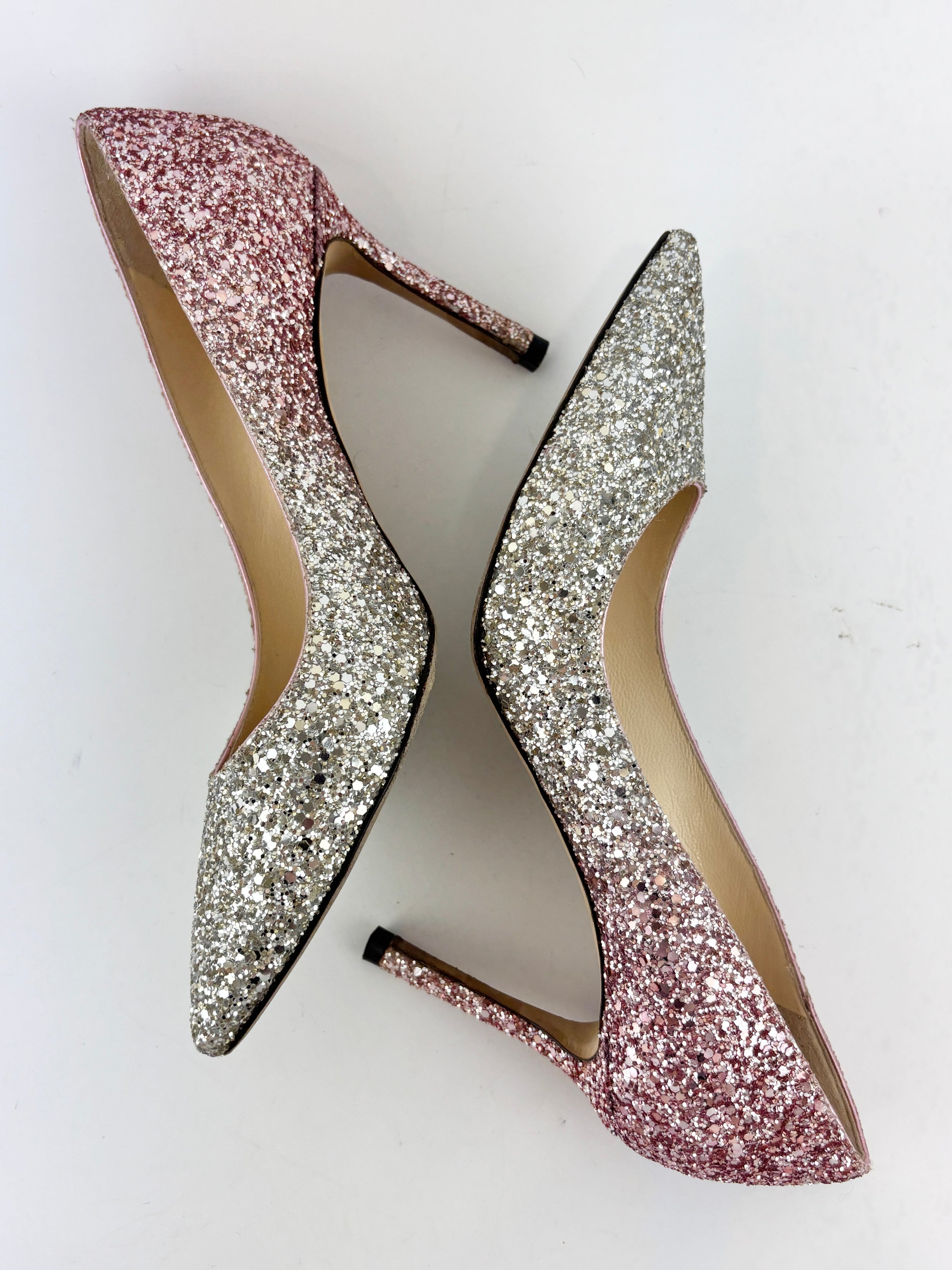 Romy 85 Glitter pumps in Platinum / Flamingo Pink Size 37