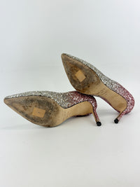 Romy 85 Glitter pumps in Platinum / Flamingo Pink Size 37