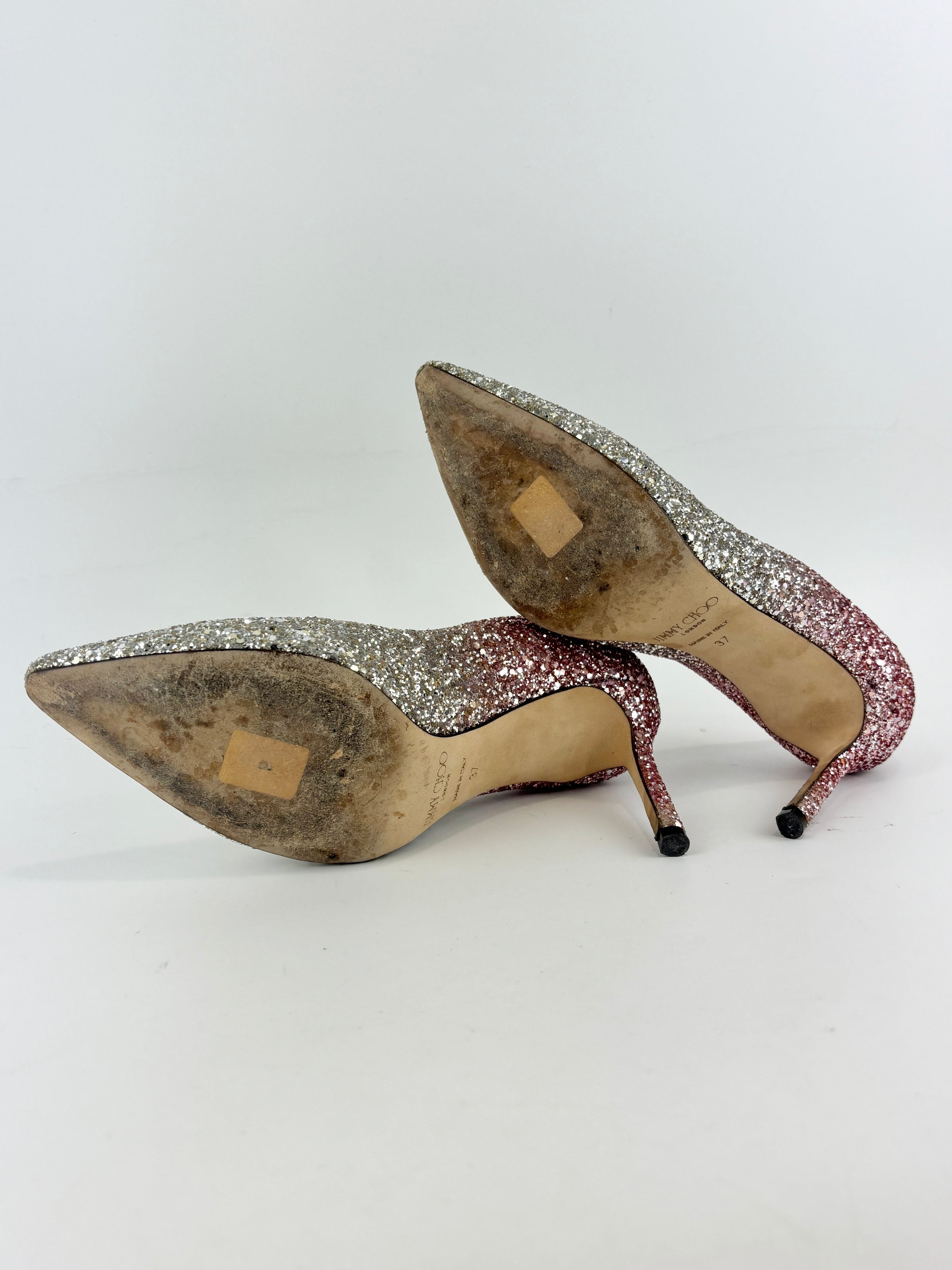 Romy 85 Glitter pumps in Platinum / Flamingo Pink Size 37