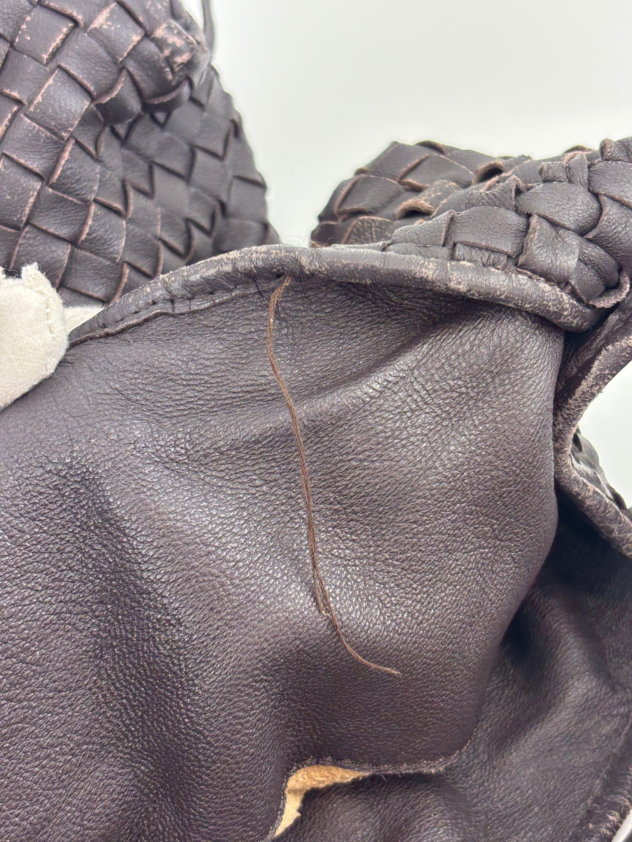 Brown Intrecciato Woven Nappa Leather Sloane Bag - Glampot