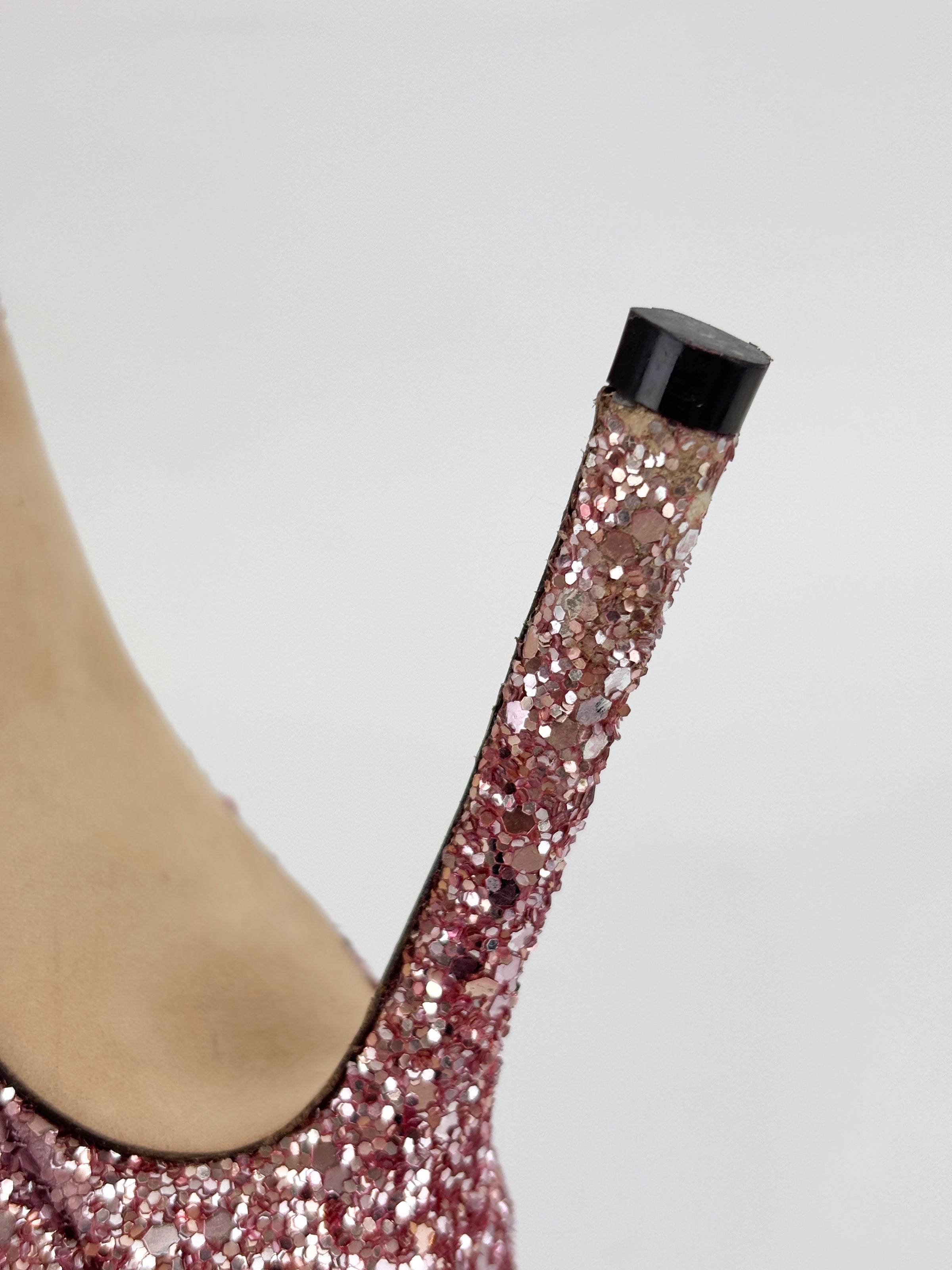 Romy 85 Glitter pumps in Platinum / Flamingo Pink Size 37