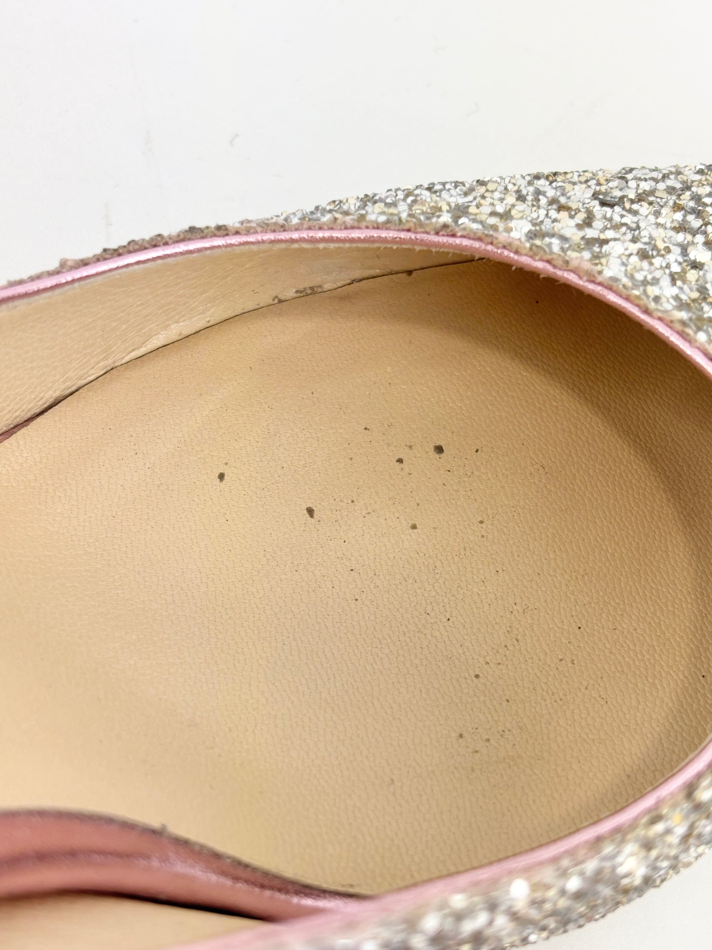 Romy 85 Glitter pumps in Platinum / Flamingo Pink Size 37