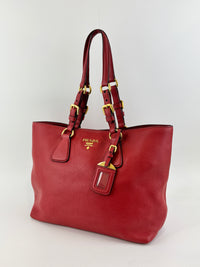 Vitello Phenix Medium Shopping Tote in Red