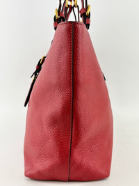 Vitello Phenix Medium Shopping Tote in Red