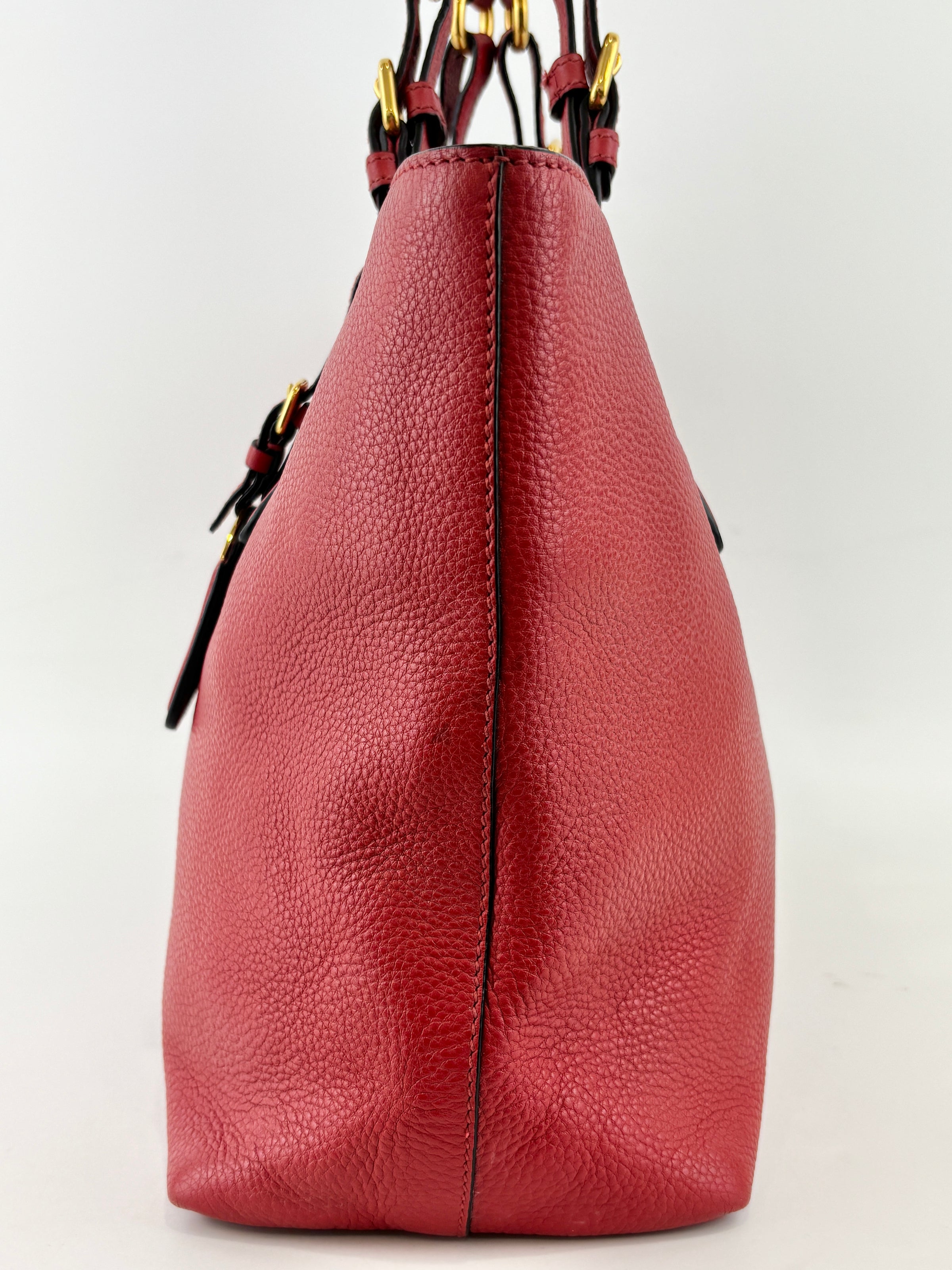 Vitello Phenix Medium Shopping Tote in Red