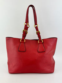 Vitello Phenix Medium Shopping Tote in Red