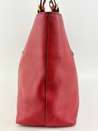 Vitello Phenix Medium Shopping Tote in Red