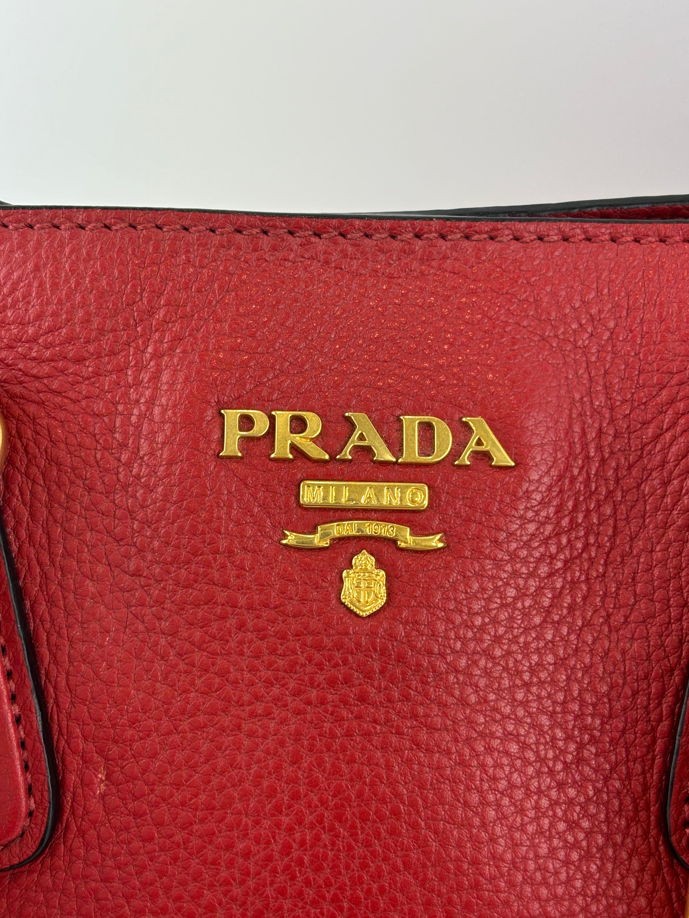Vitello Phenix Medium Shopping Tote in Red
